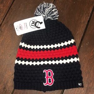 Boston Red Sox New Era Rush Cuffless Knit Hat with Pom NWT